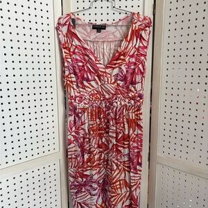 Max Studio Vibrant Pink and Orange Midi Dress